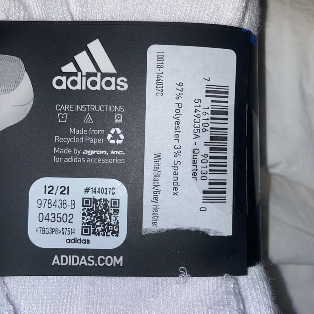 NEW Adidas 6 pack Men’s Soft Cushioned Aeroready Quarter Socks Shoe Size 6-12 - Picture 6 of 6